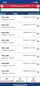BrancheView App met AccountView: orderhistorie per klant