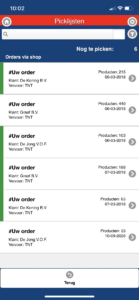BrancheView App met AccountView: picklijsten