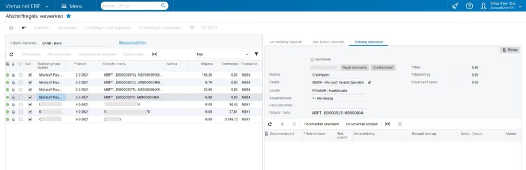 Visma.net bankafschriften verwerken